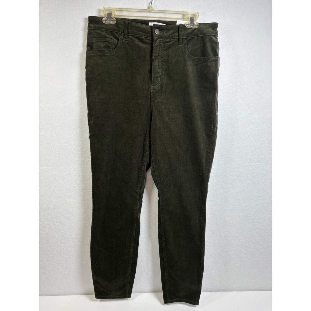 LOFT Corduroy Pants Women 30 10 Green Cotton Blend High Rise Skinny Curvy Boho